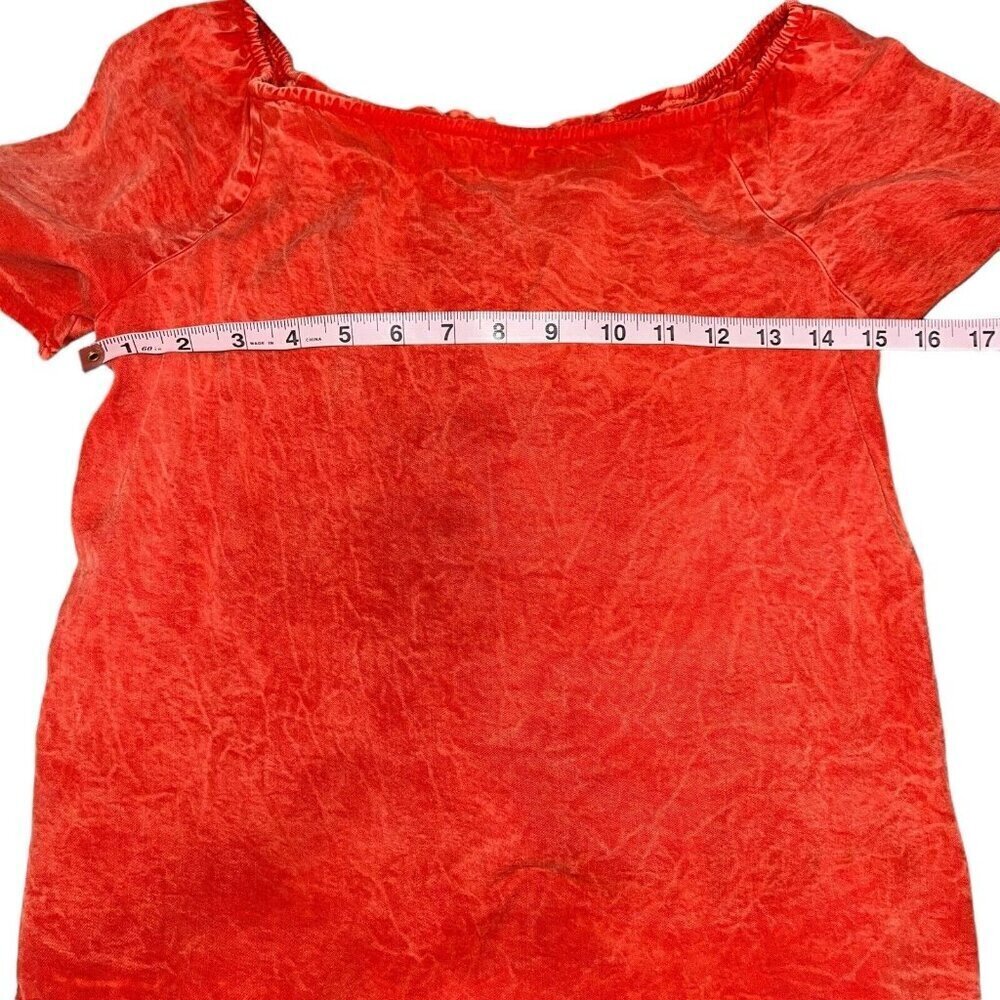Project Social T Los Angeles Short Sleeve Smocked Top Blouse Women S Red‎ Orange - Picture 4 of 8